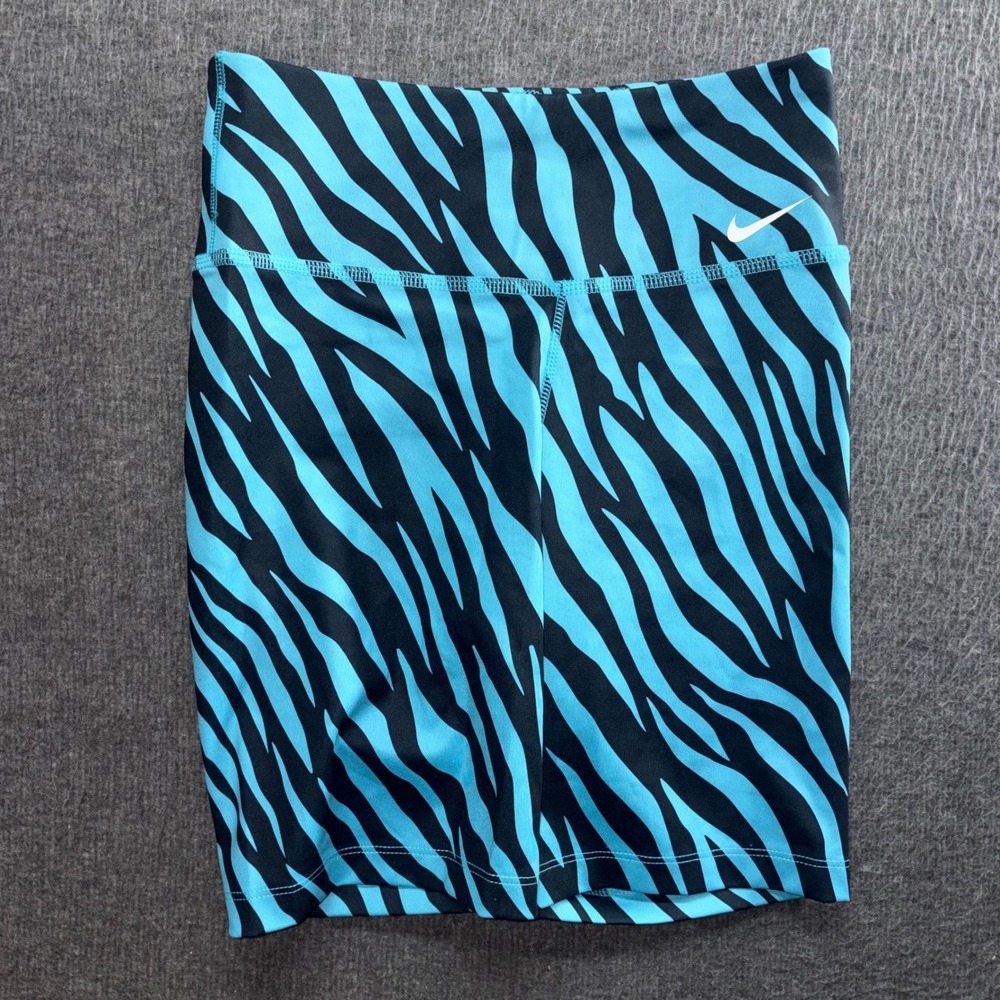 Nike One Women 7" Zebra Bike Shorts Blue Black CZ9207 Athletic Gym Yoga NWT XS